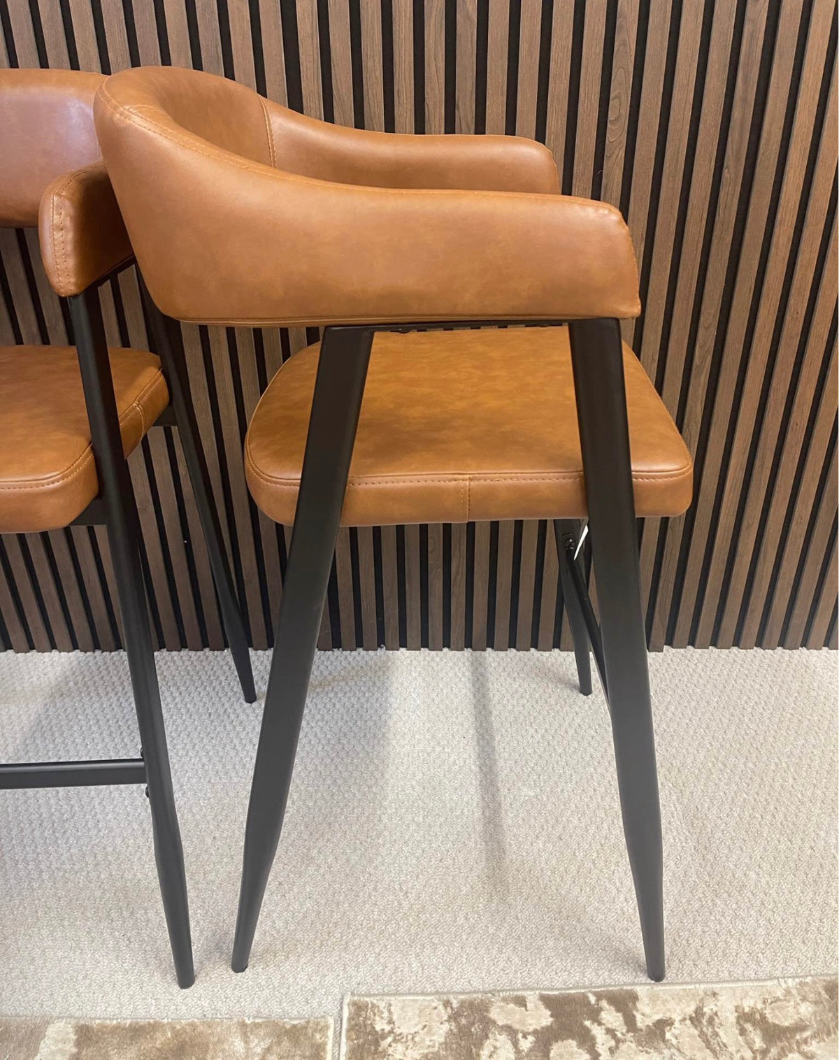 Presley Tan Faux Leather Kitchen Stools x2