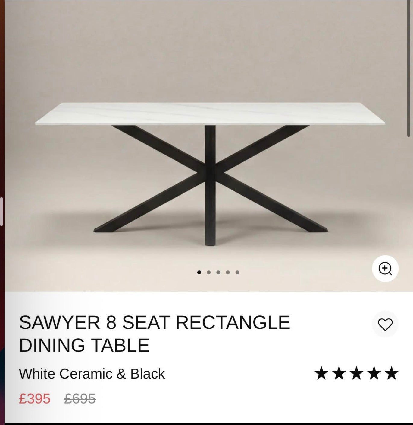 White Ceramic Rectangle 8 Seat Dining Table