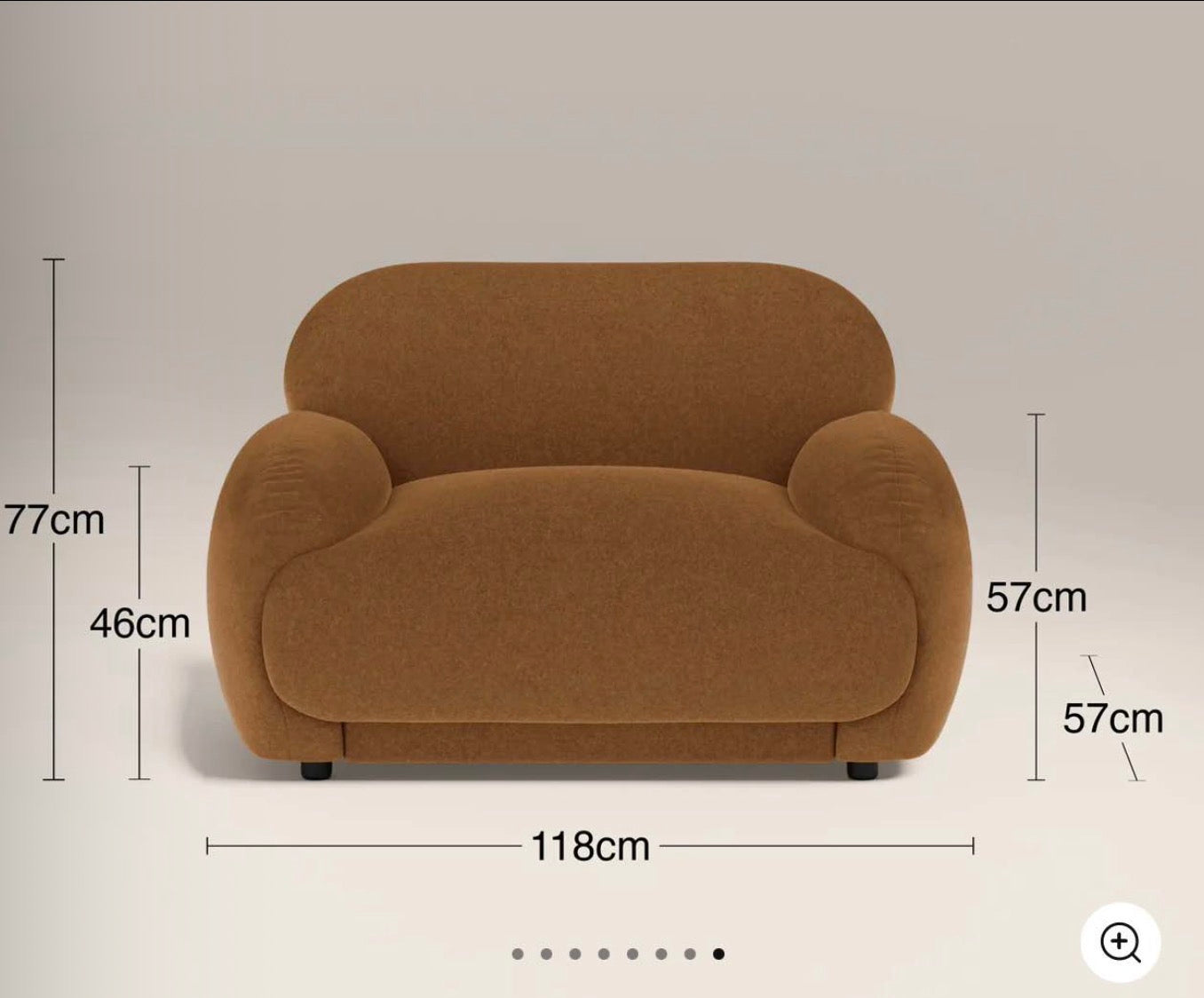 Cloud Caramel Mohair Velvet Armchair