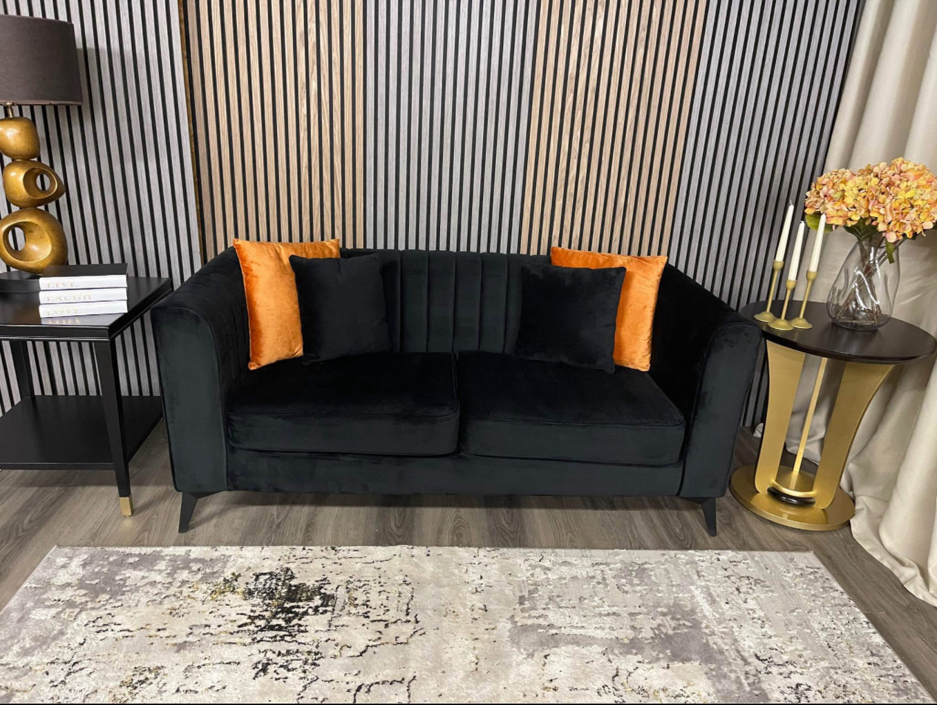 Black Velvet Sofa