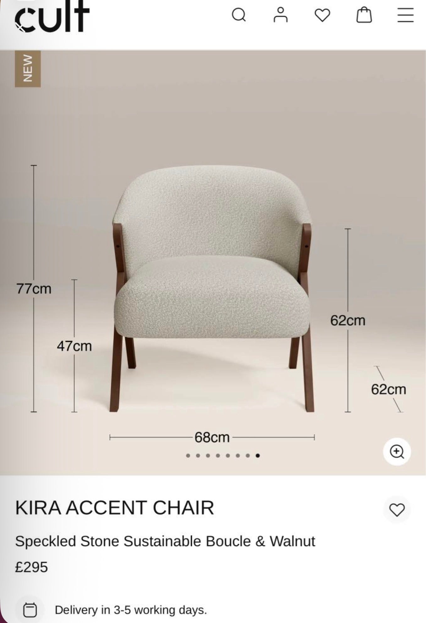 Kira Speckled Stone Boucle Accent Chair