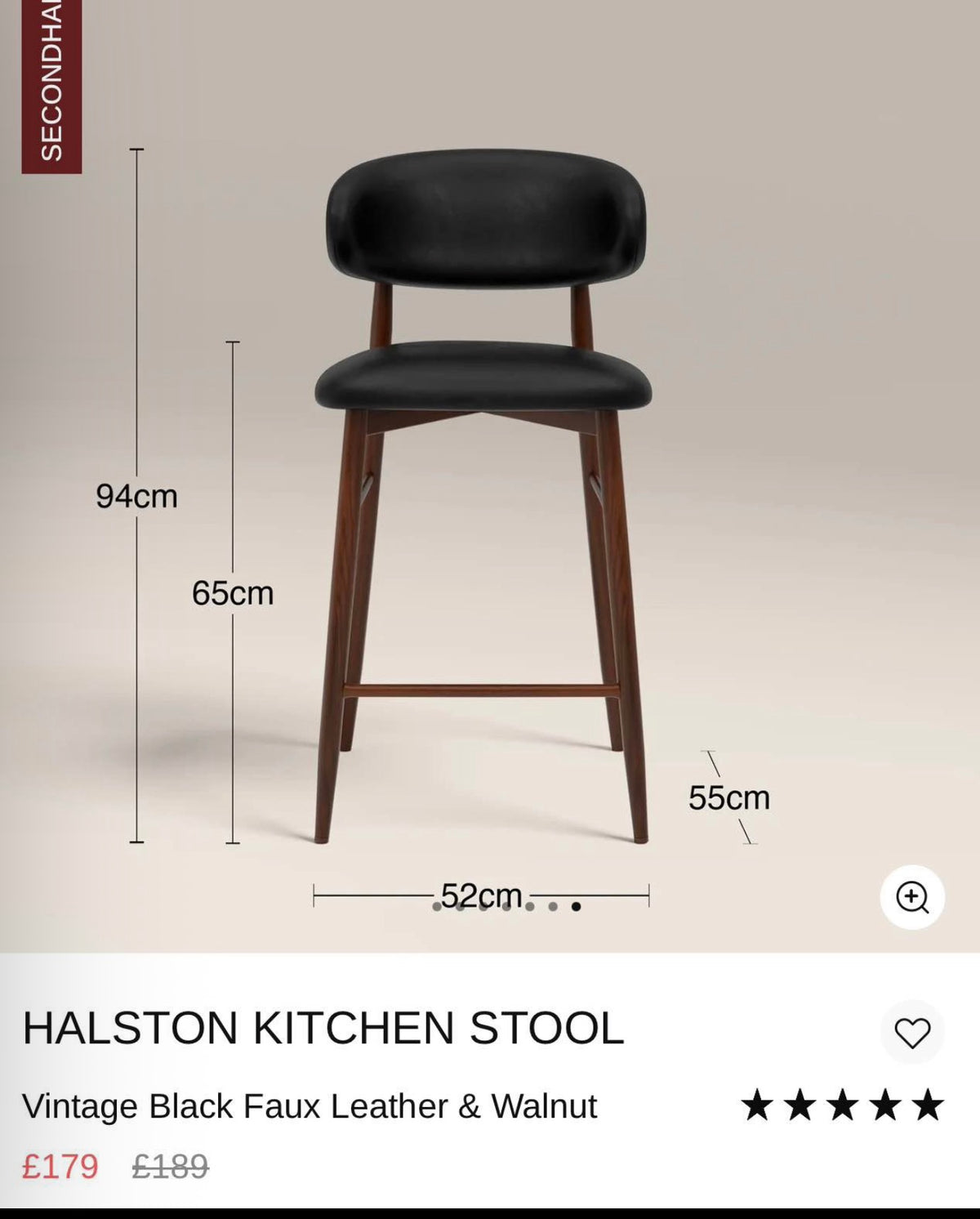 Halston Black Faux Leather Kitchen Stools x3