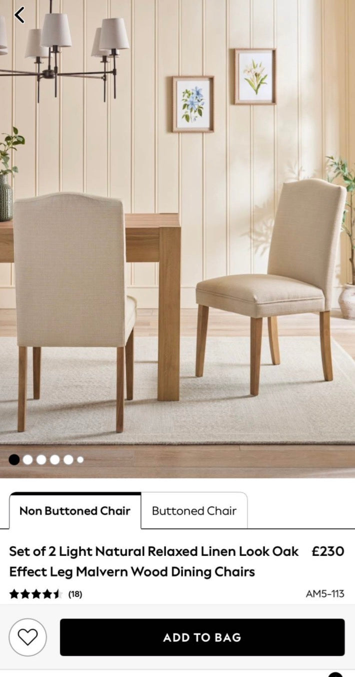 Next Malvern Wood Dining Chairs x4