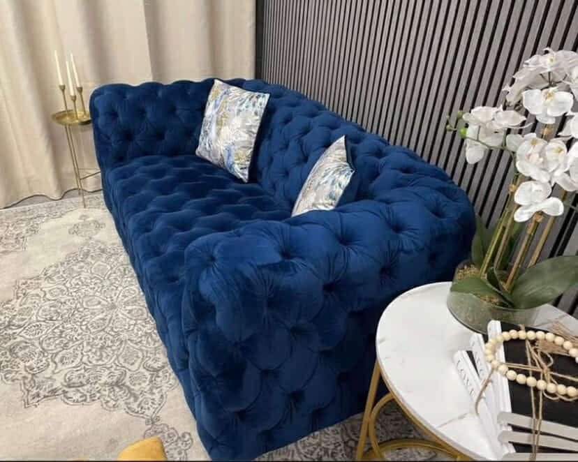 Navy Velvet Chesterfield Sofa