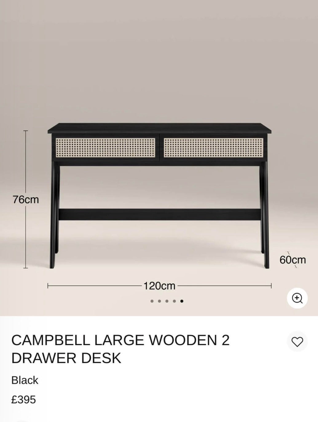 Black Wooden Desk/Dressing Table