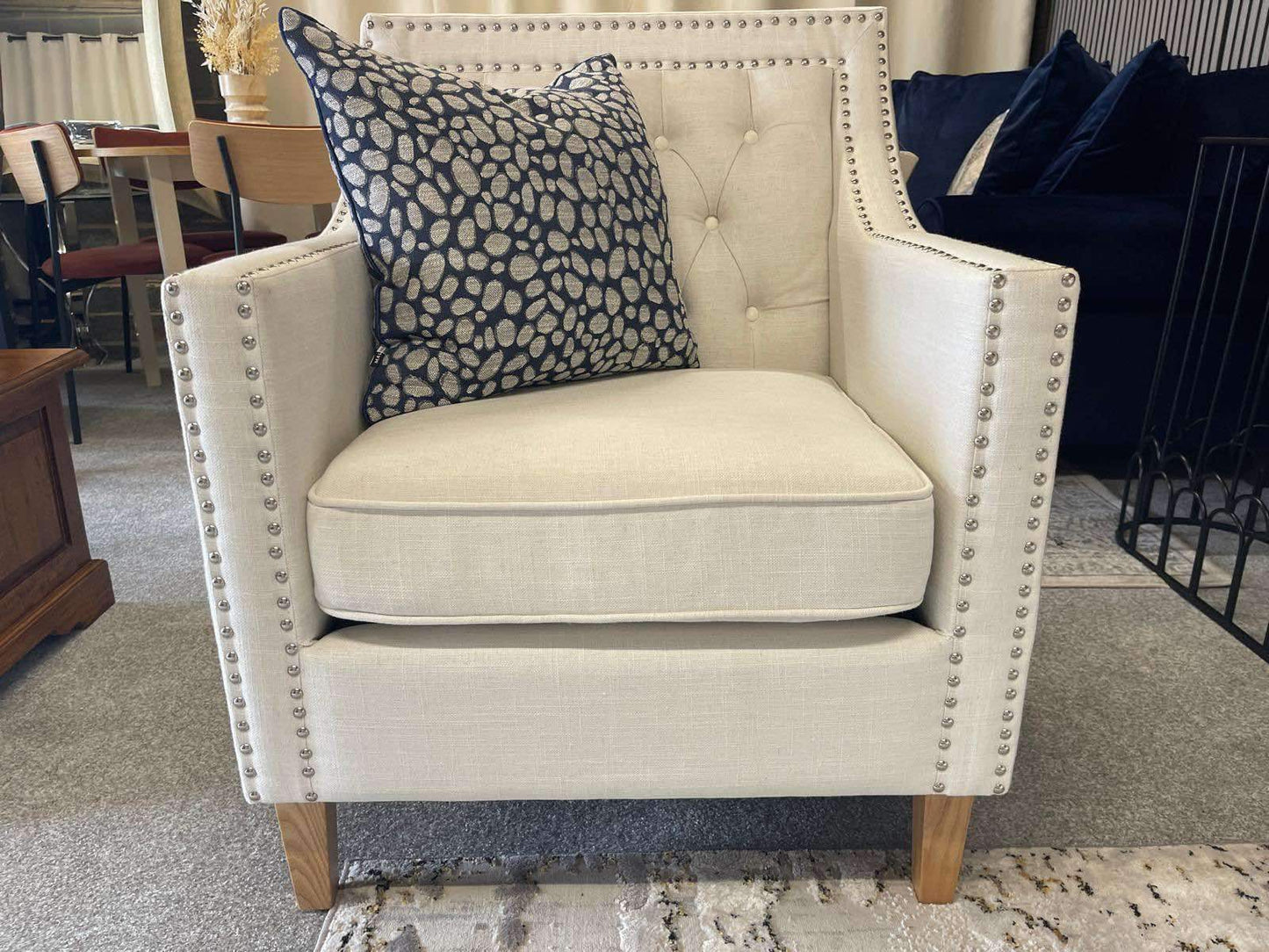 Ivory Fabric 3 Seater Sofa and Armchair