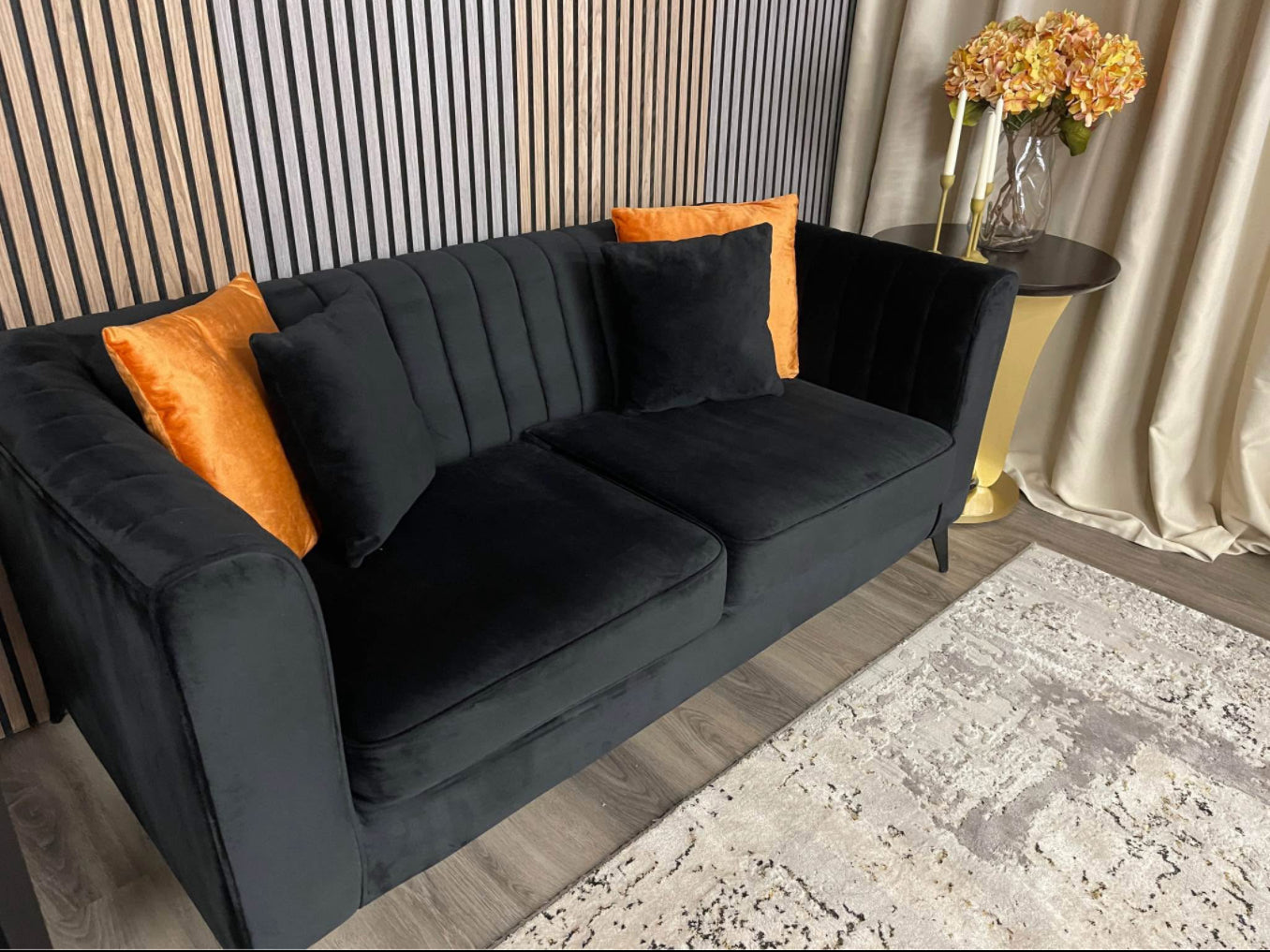 Black Velvet Sofa
