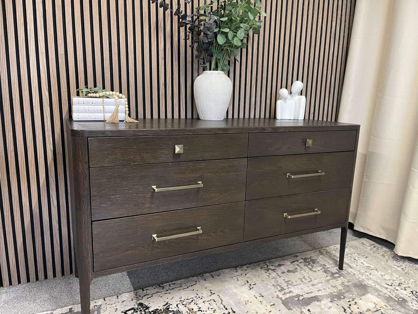 Hudson 6 Drawers Chest Brushed Brown Oak