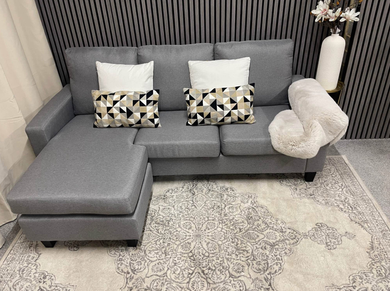 Grey Chaise Sofa (Left or Right)