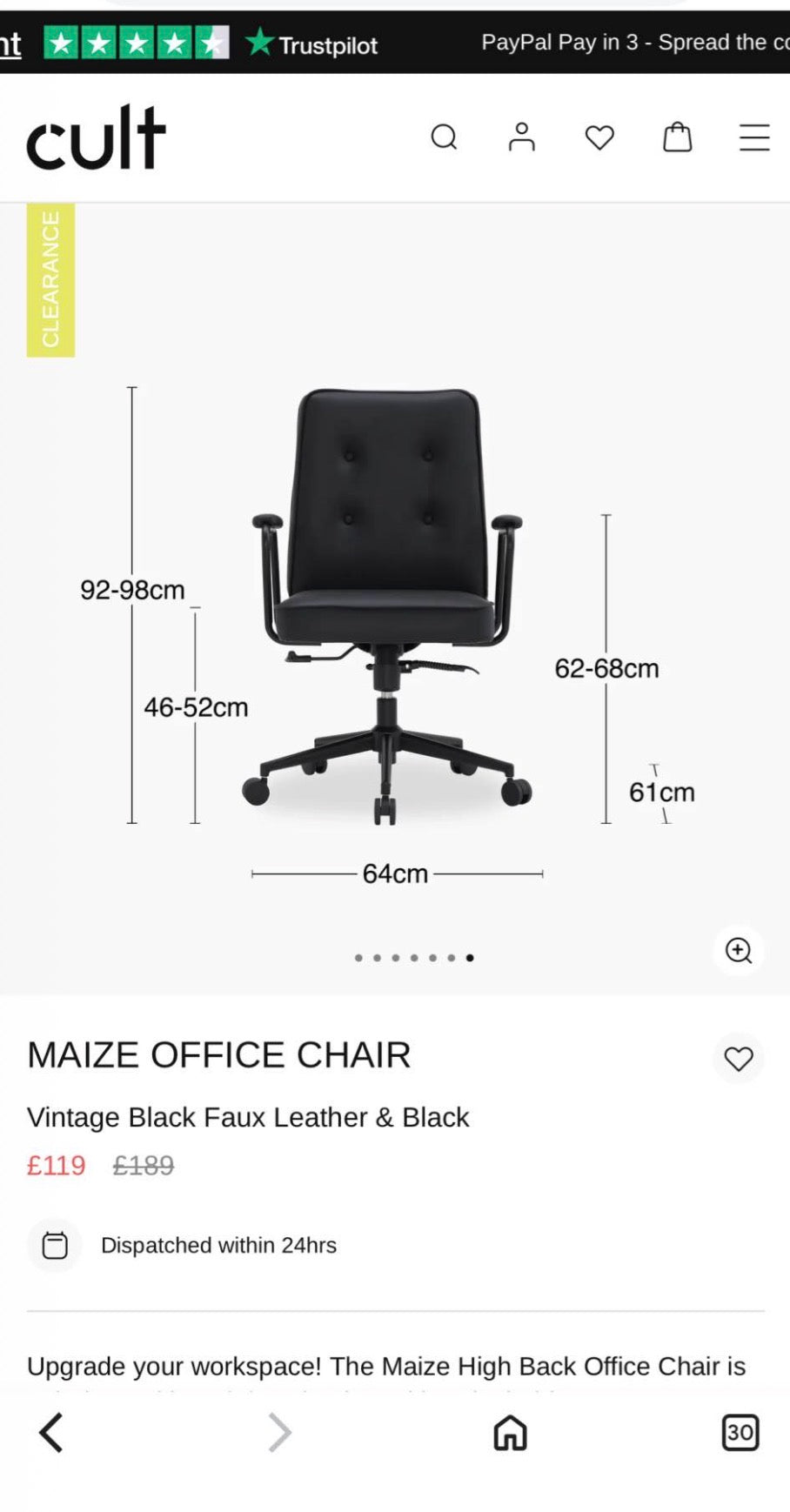 Black Faux Leather Office Chair