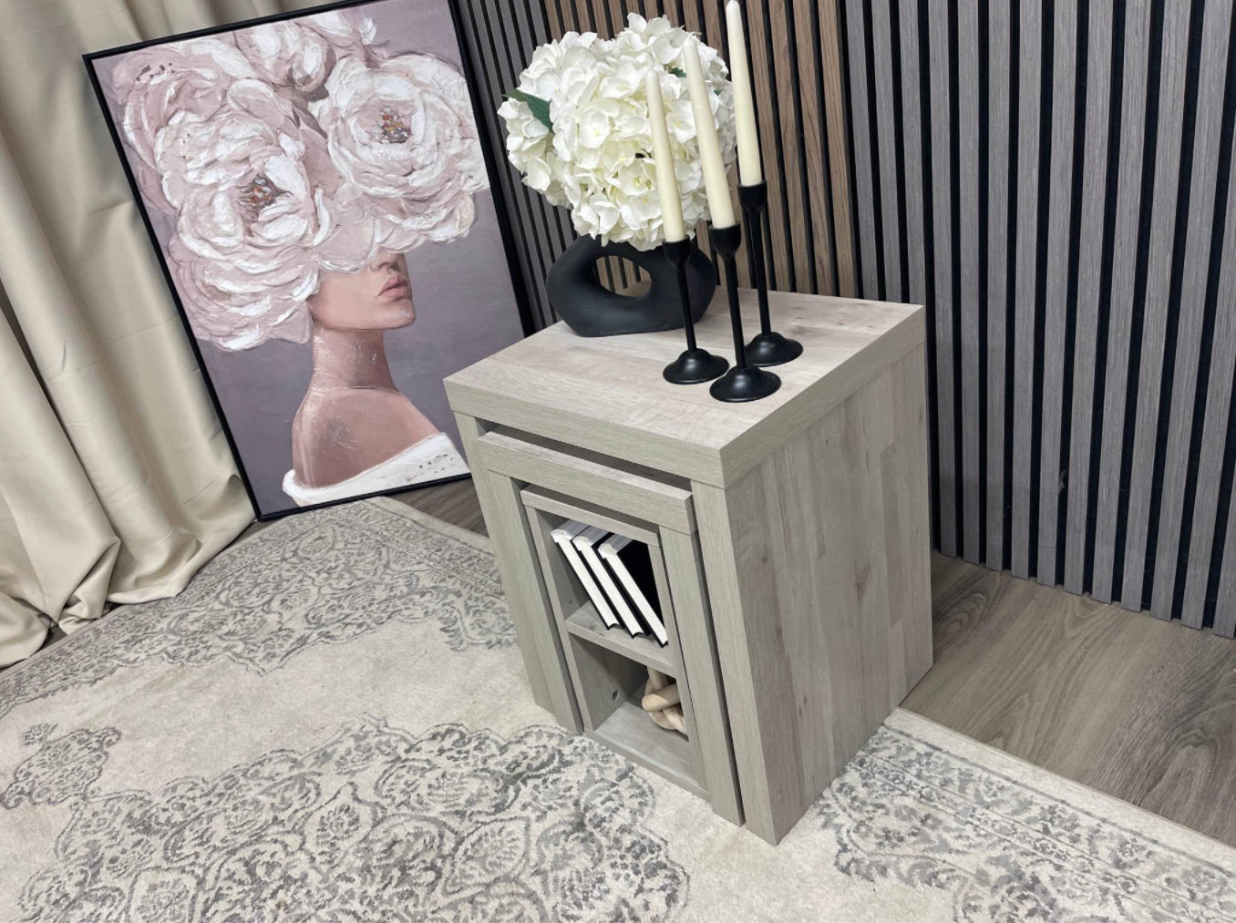 Next Bronx Grey Nest Of 3 Side Tables