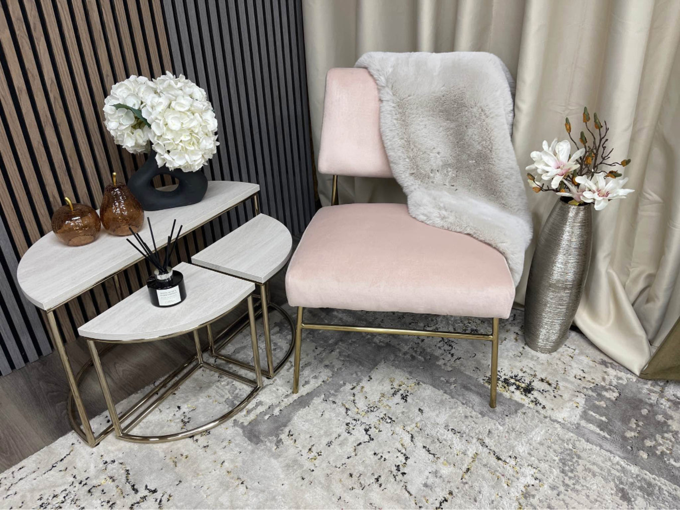 Blush Pink Velvet Accent Chair