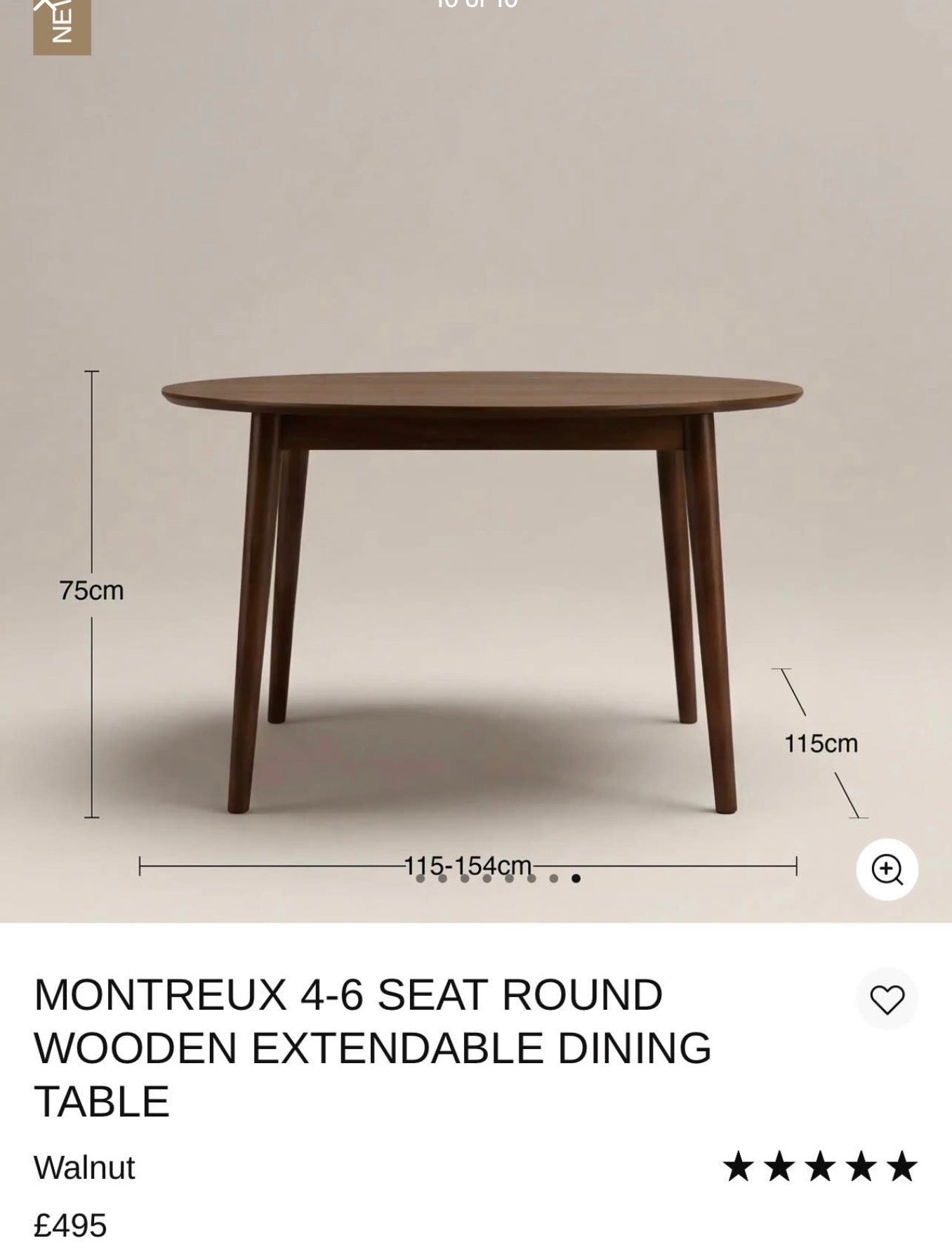 Montreux Round Wooden Extendable Dining Table
