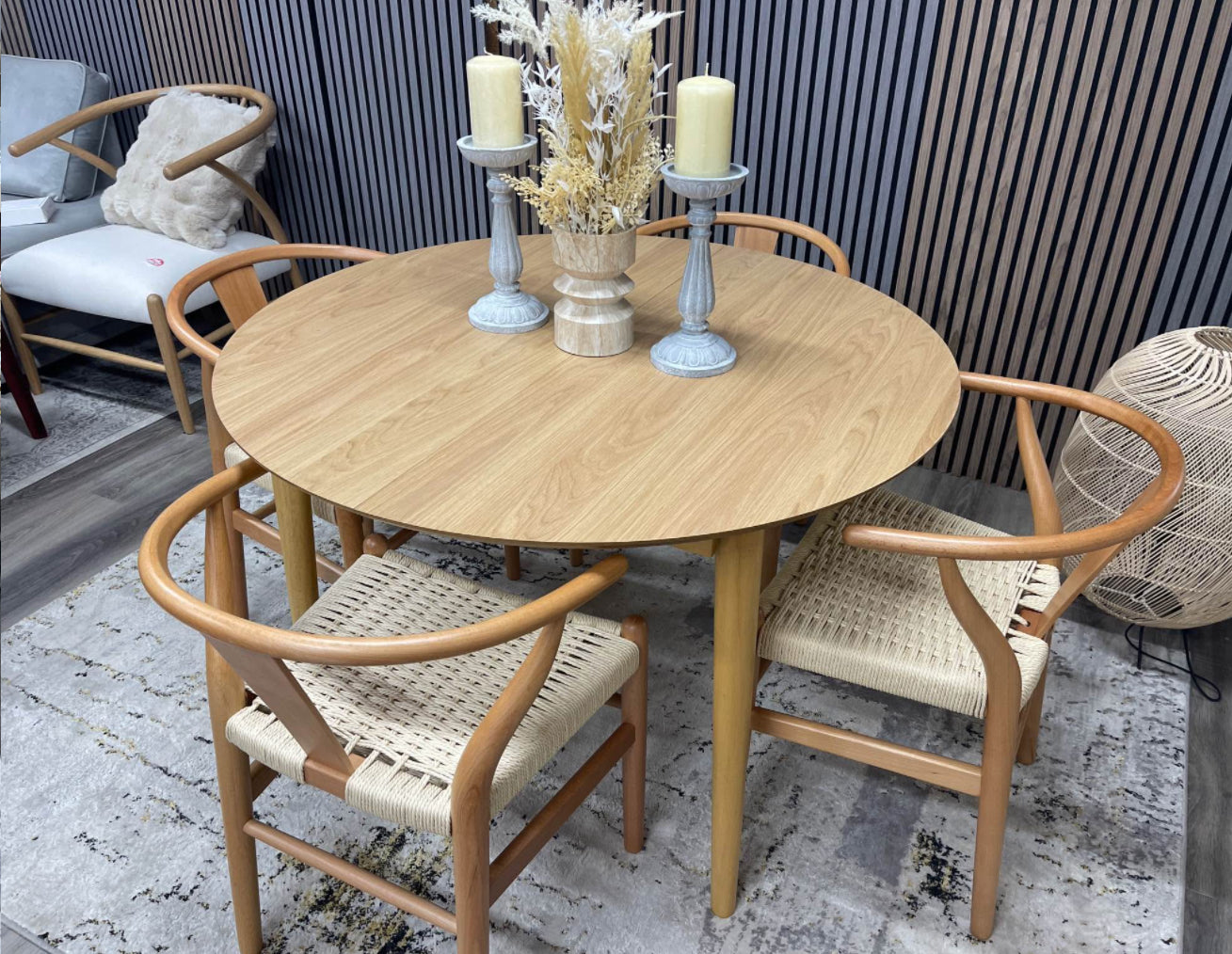 Round Extendable Dining Table And 4 Chairs