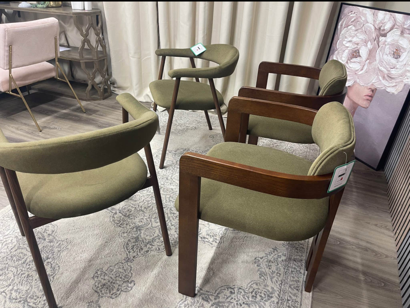 Moss Green Dining Chairs x4