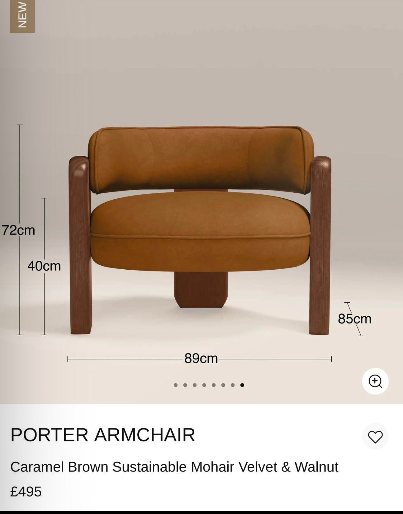 Set Of 2 Caramel Mohair Velvet Armchair