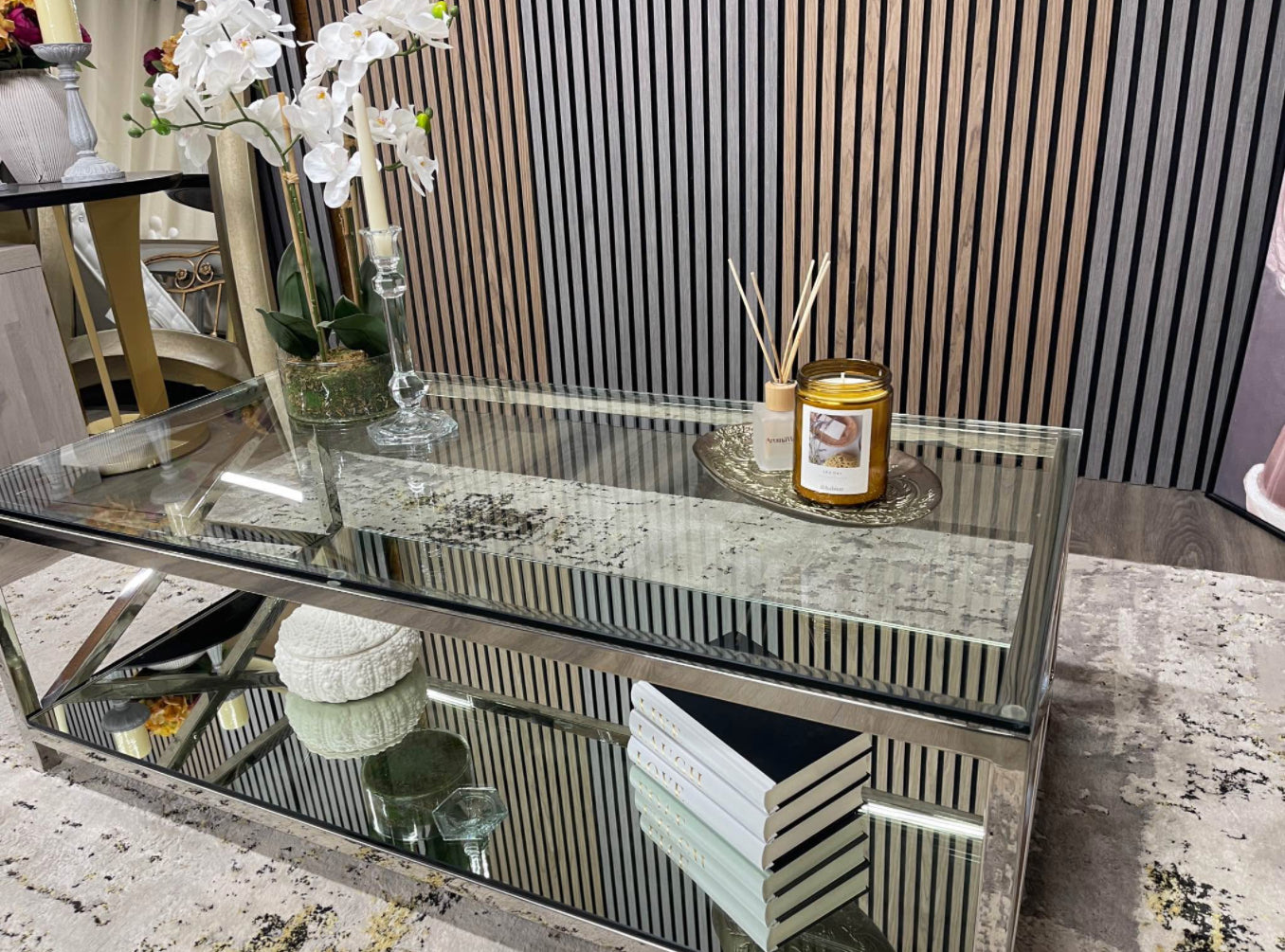 Glass And Chrome Coffee Table
