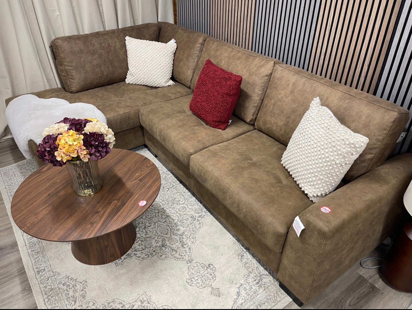 Brown Suede Corner Sofa