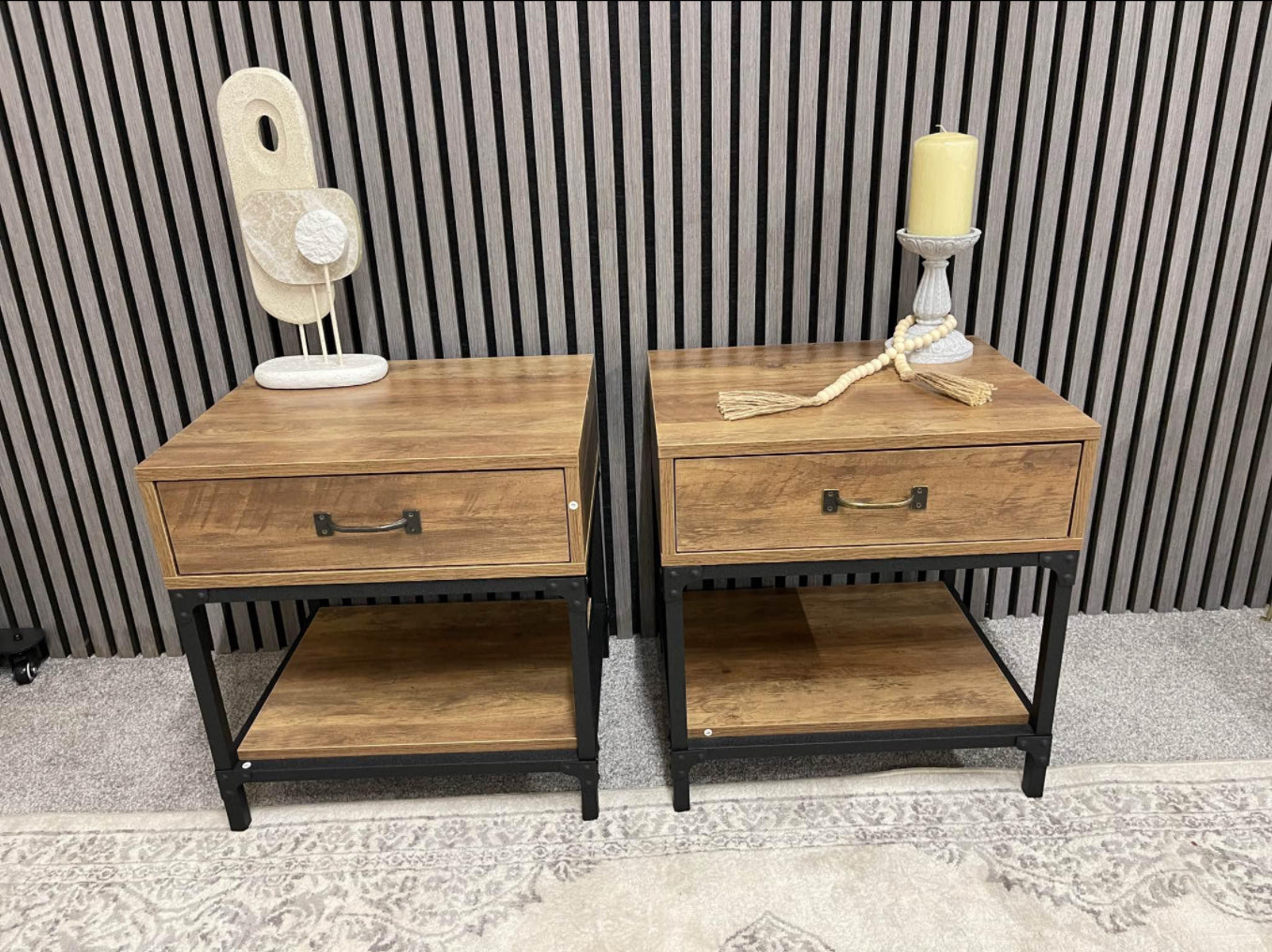 Industrial Bedside Tables x2