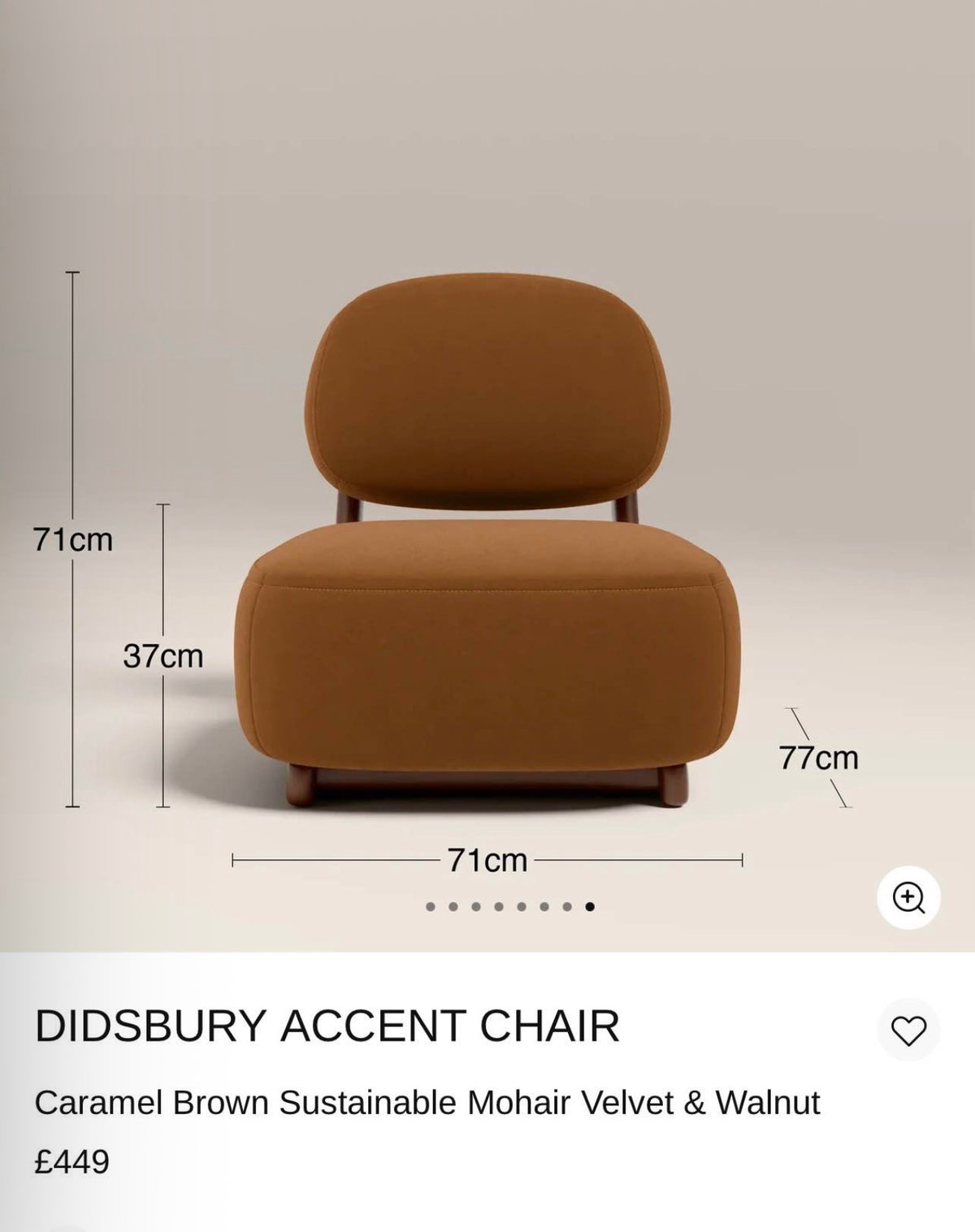 Didsbury Caramel Brown Mohair and Walnut Accent Chair