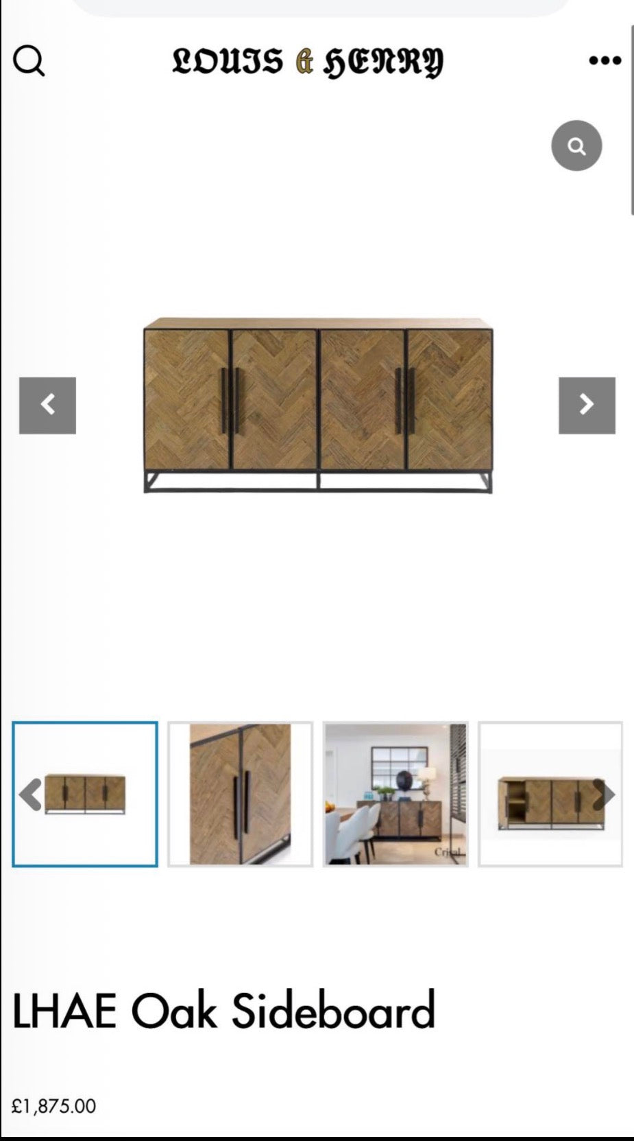 Natural Oak Parquet Style Large Sideboard
