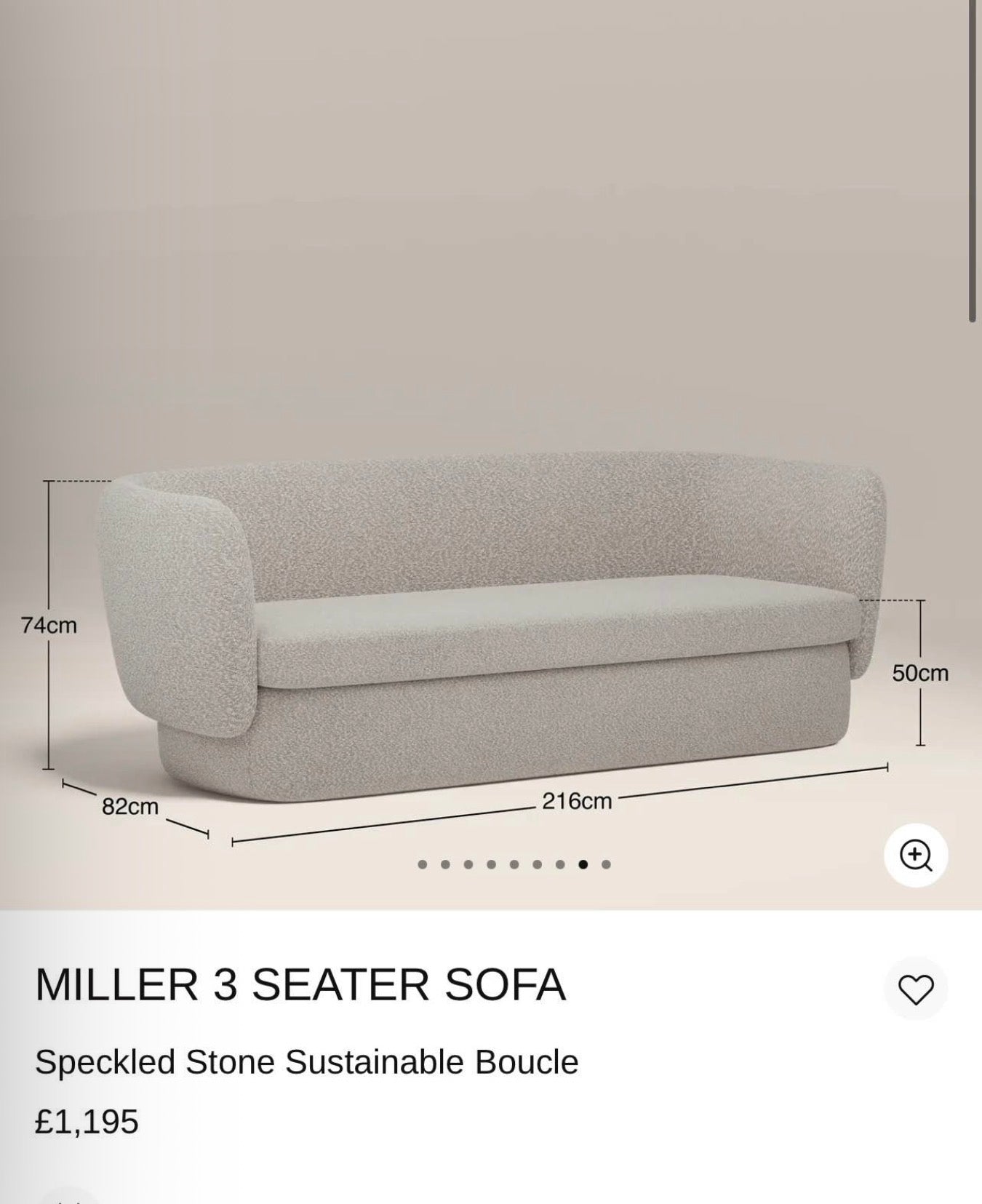 Miller Speckled Boucle 3 Seater Sofa