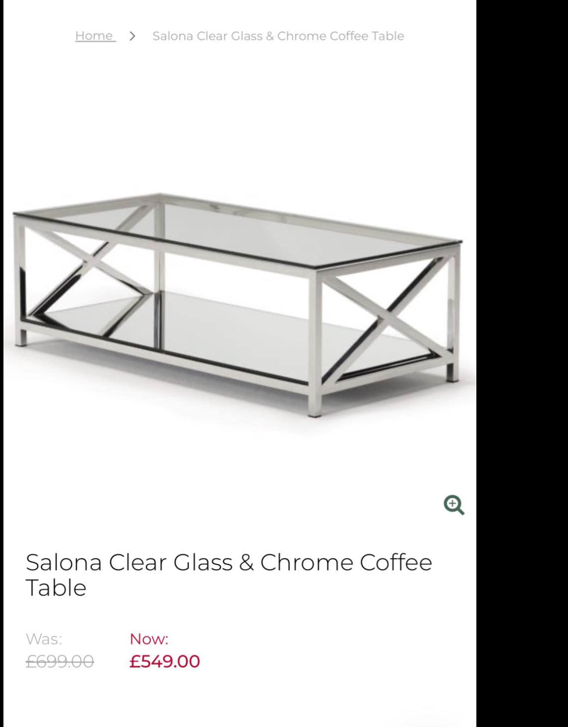 Glass And Chrome Coffee Table
