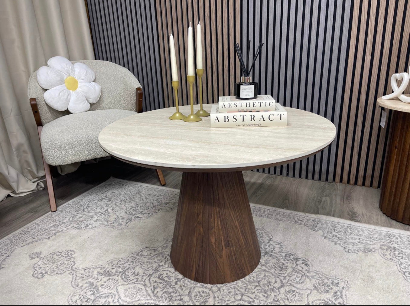Round Stone Top Coffee Table