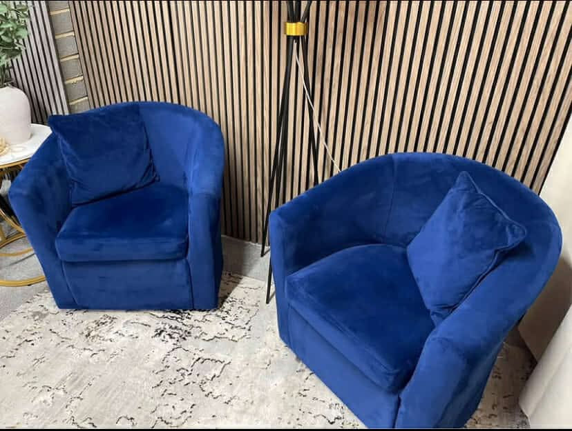 Navy Blue Velvet Tub Chairs