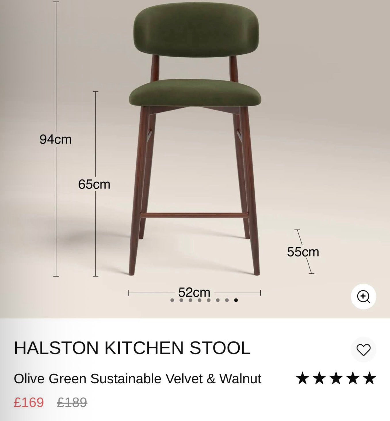 Halston Olive Green Velvet Kitchen Stools x3