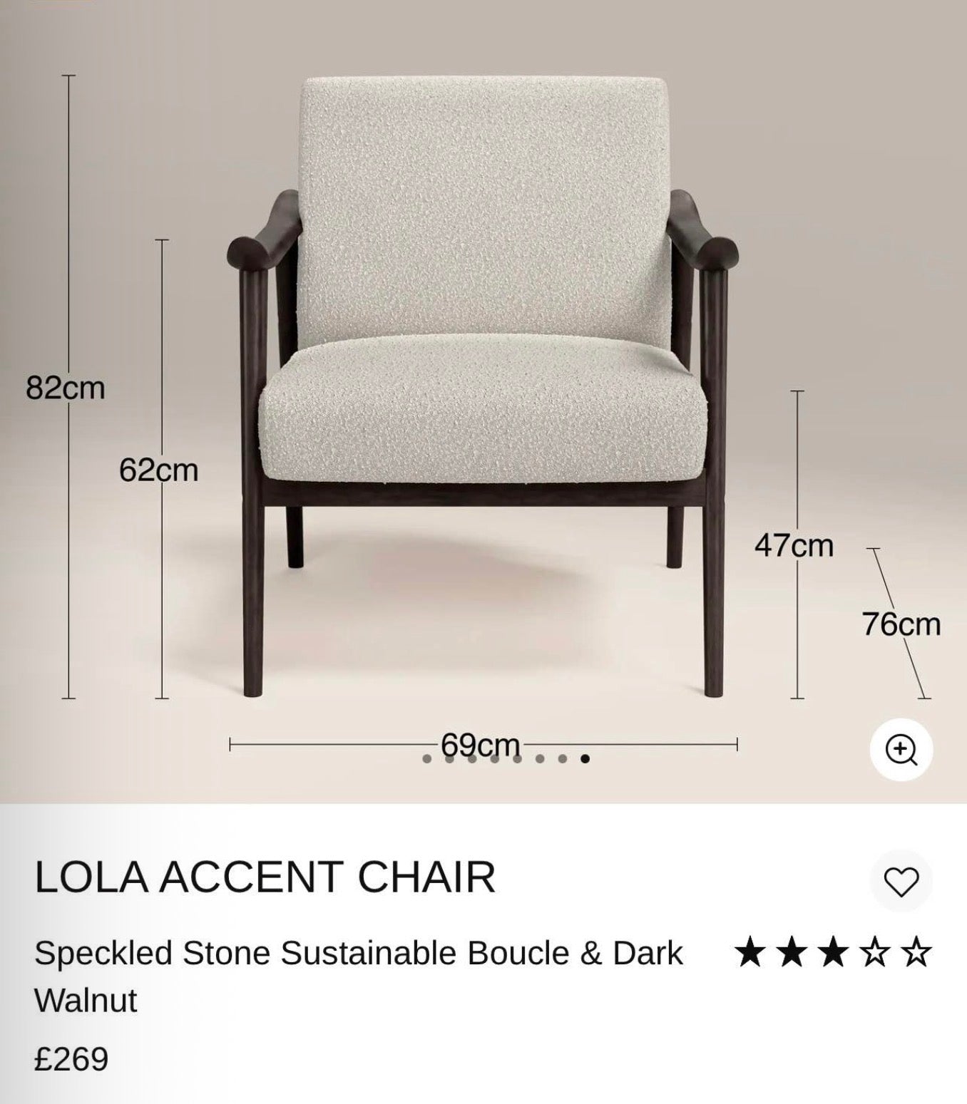 Set Of 2 Lola Speckled Stone Boucle Accent Chairs