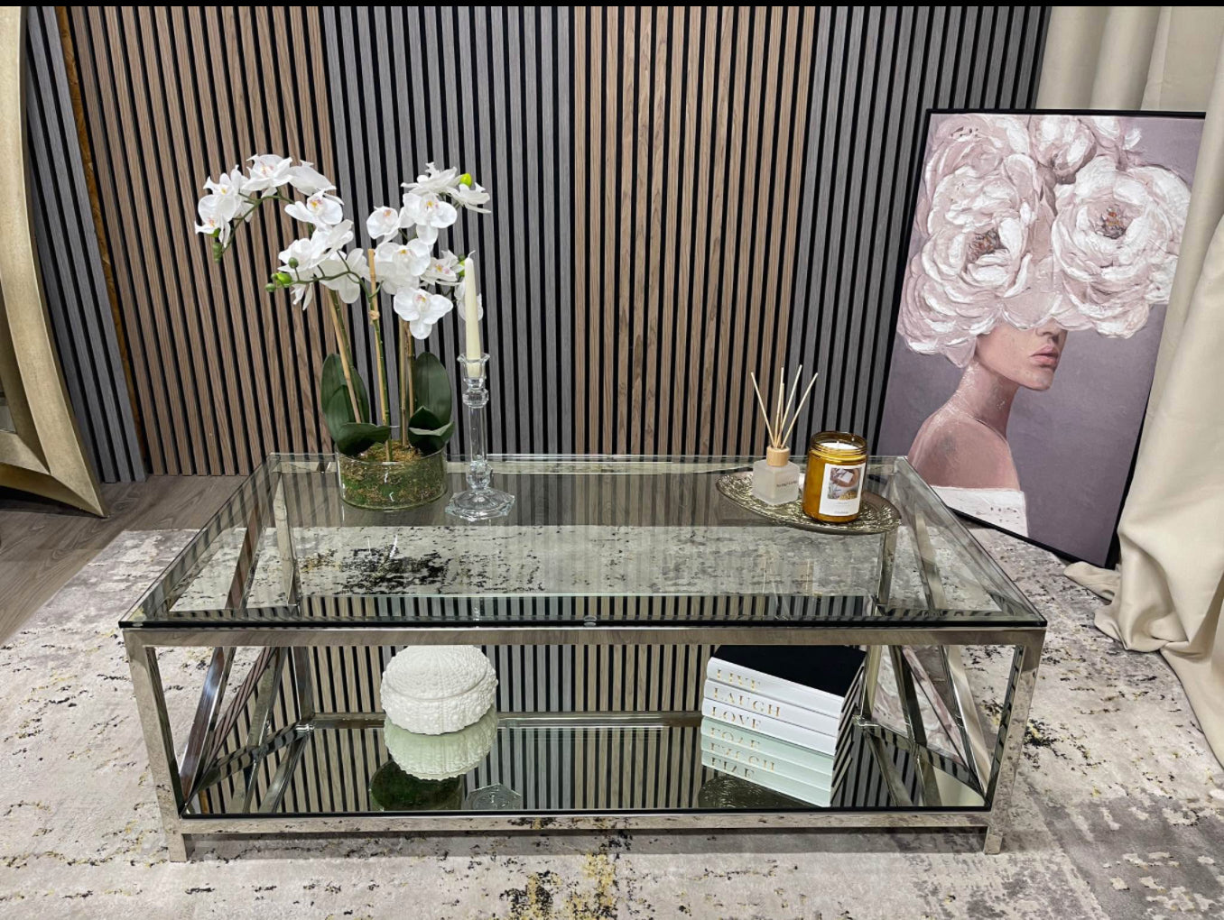 Glass And Chrome Coffee Table