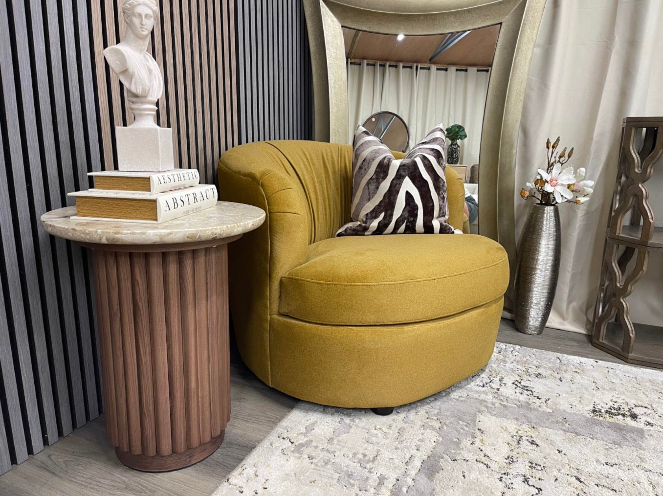 Portland Mohair Mustard Accent Chair
