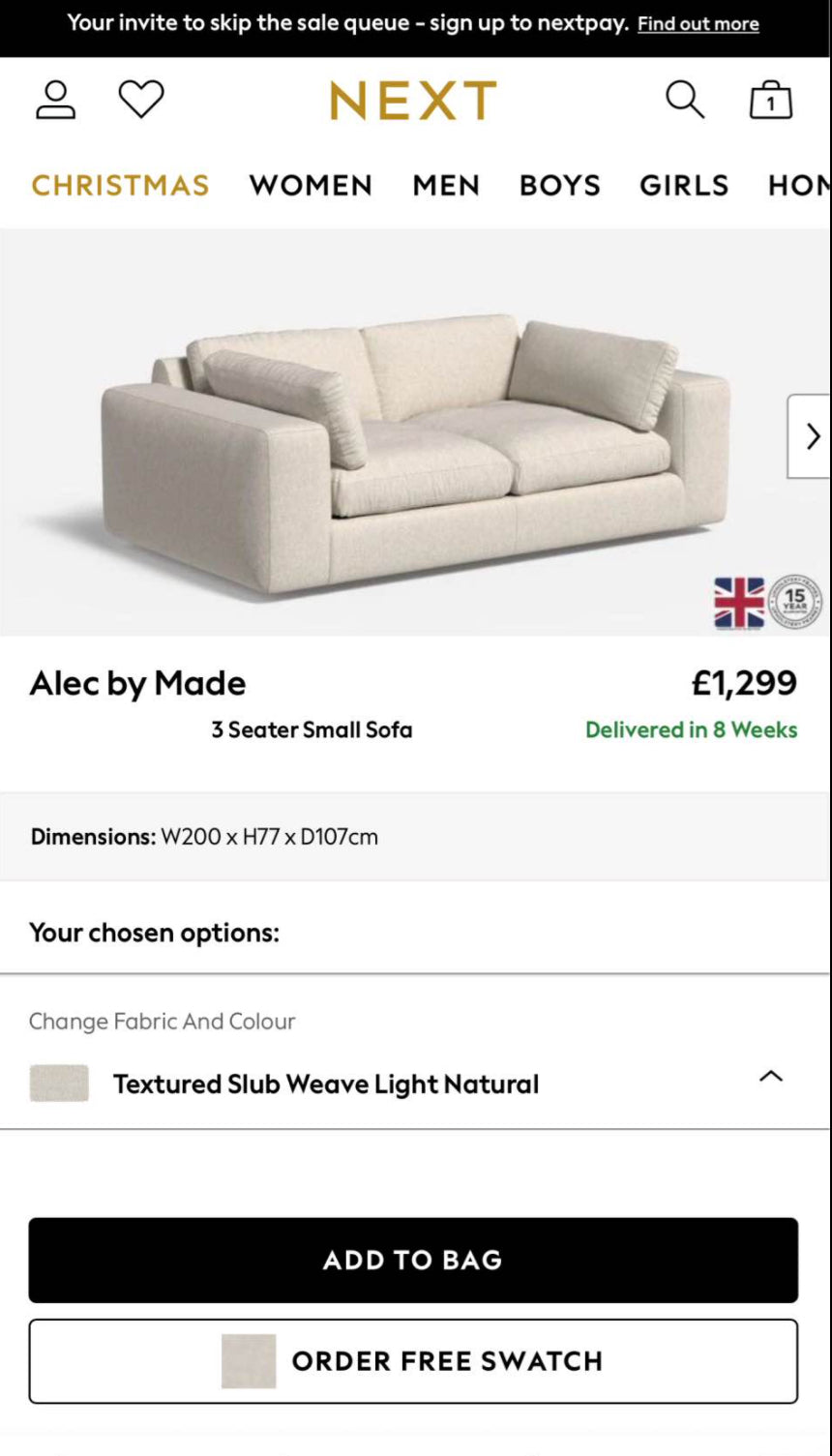 Made.com 3 Seater Sofa