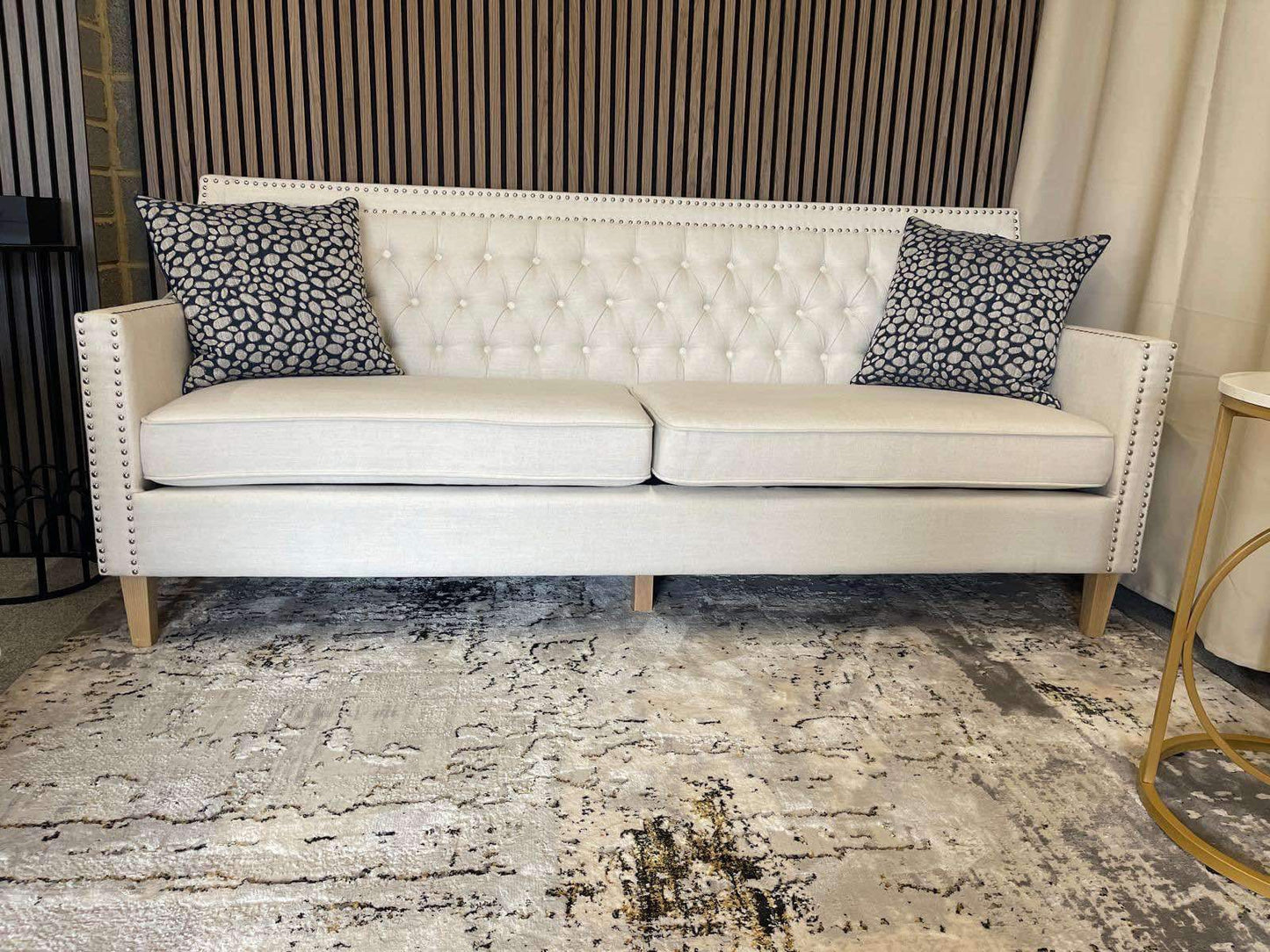 Ivory Fabric 3 Seater Sofa and Armchair