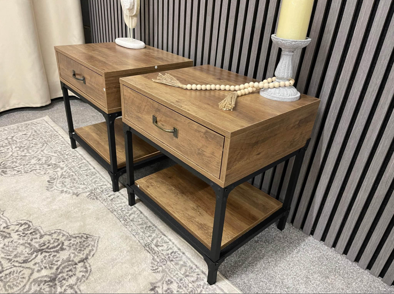 Industrial Bedside Tables x2
