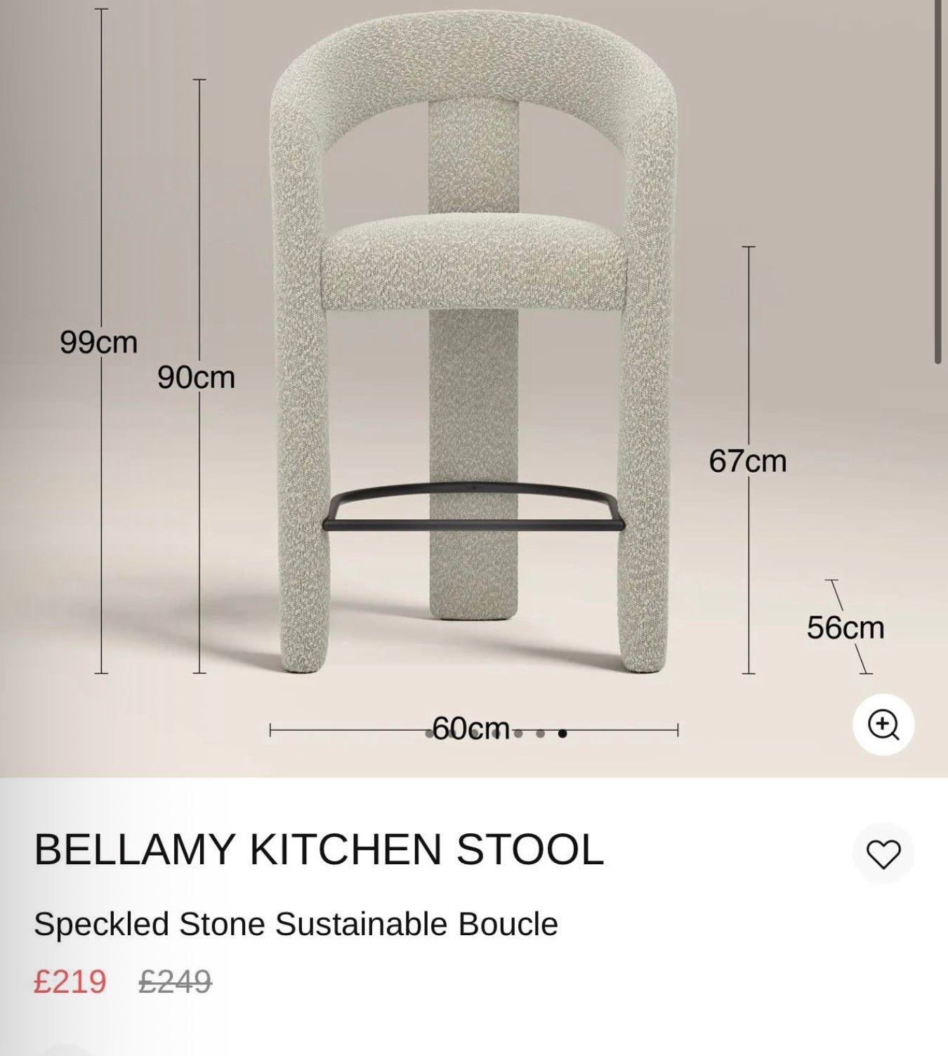 Bellamy Boucle Kitchen Stools x2