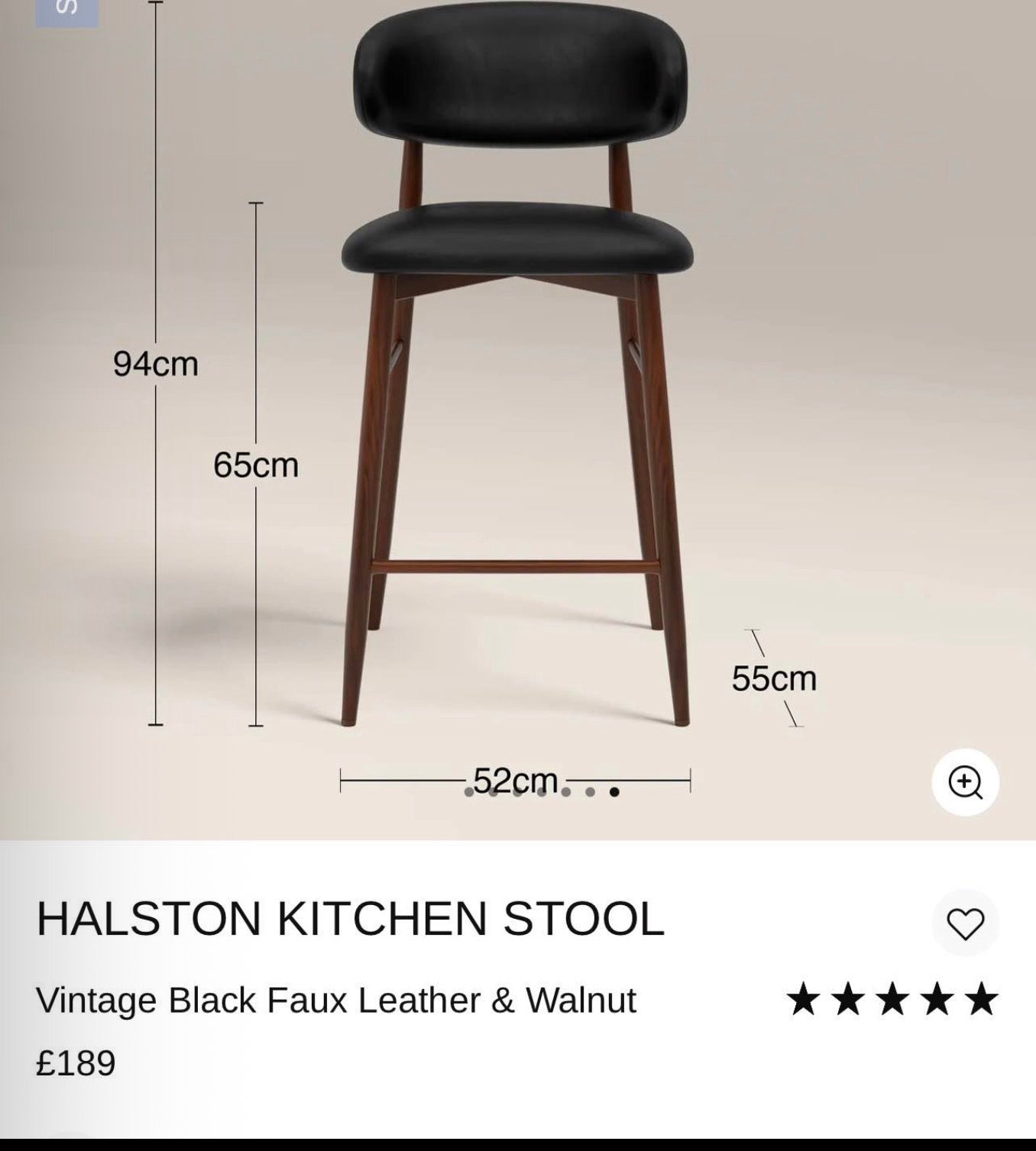Halston Black Faux Leather Kitchen Stools X5
