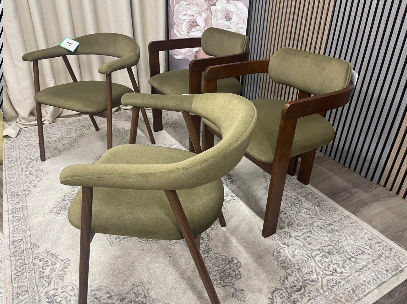Moss Green Dining Chairs x4