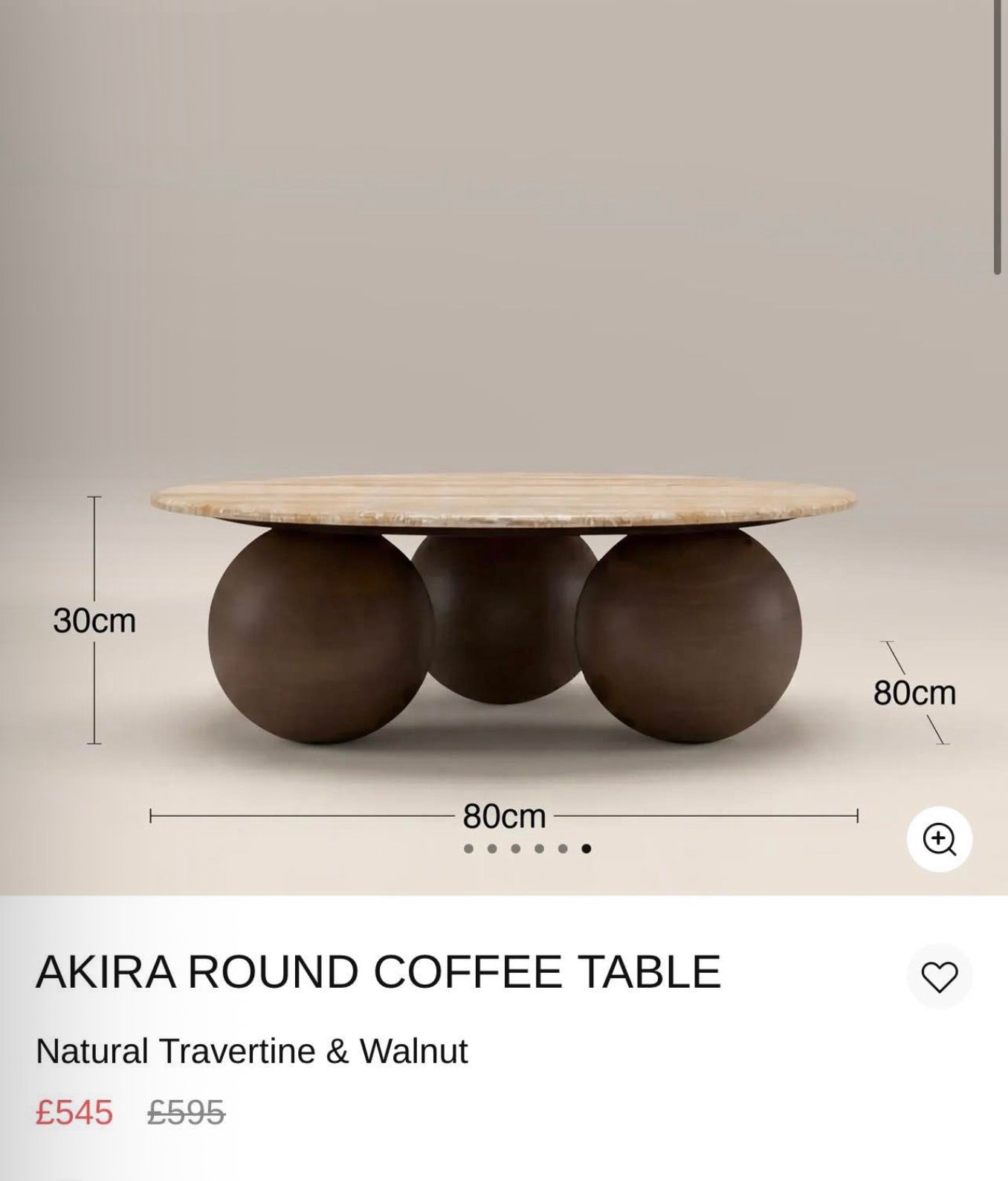 Round Natural Travertine Coffee Table