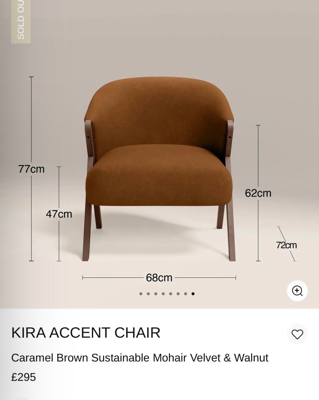 Kira Caramel Velvet Accent Chair