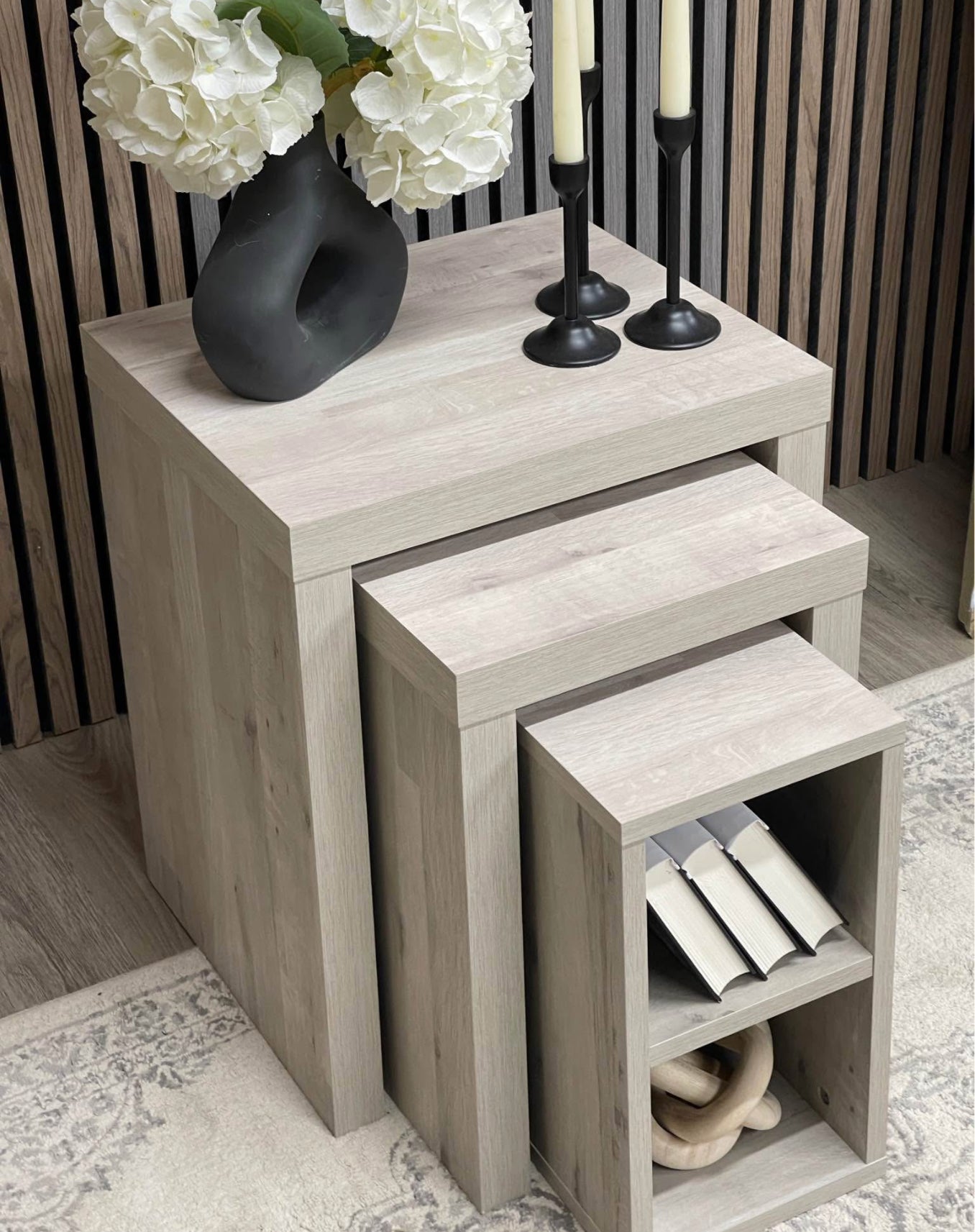 Next Bronx Grey Nest Of 3 Side Tables