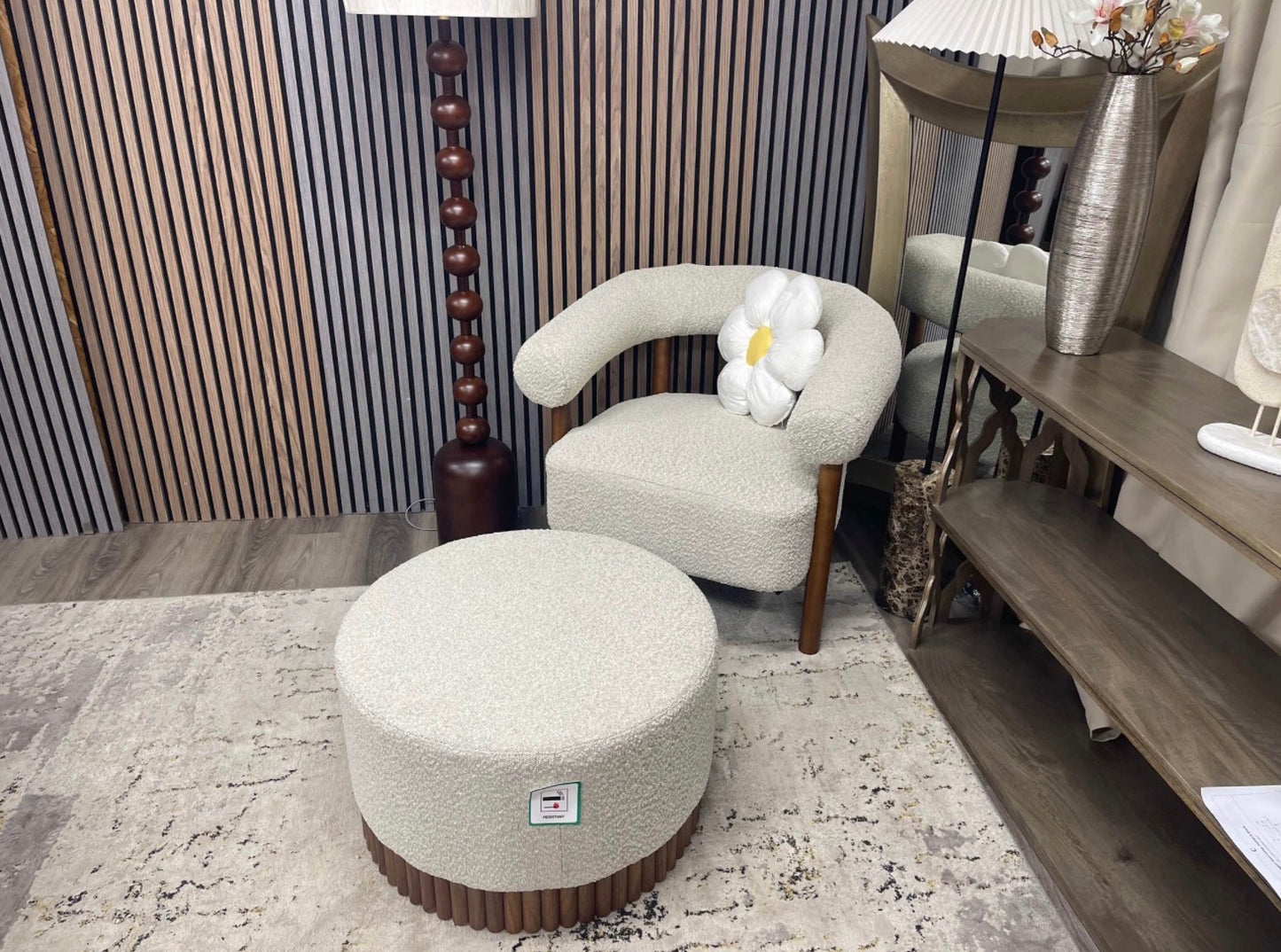 Speckled Stone Boucle Accent Chair