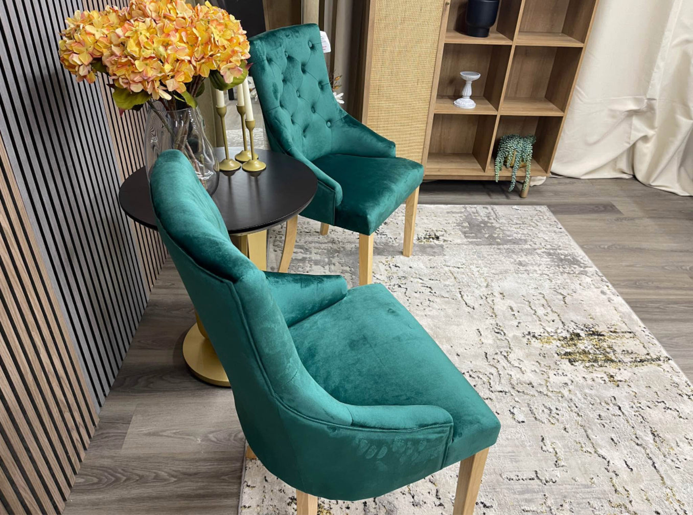 Green Velvet Dining Chairs x2