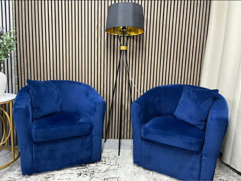 Navy Blue Velvet Tub Chairs