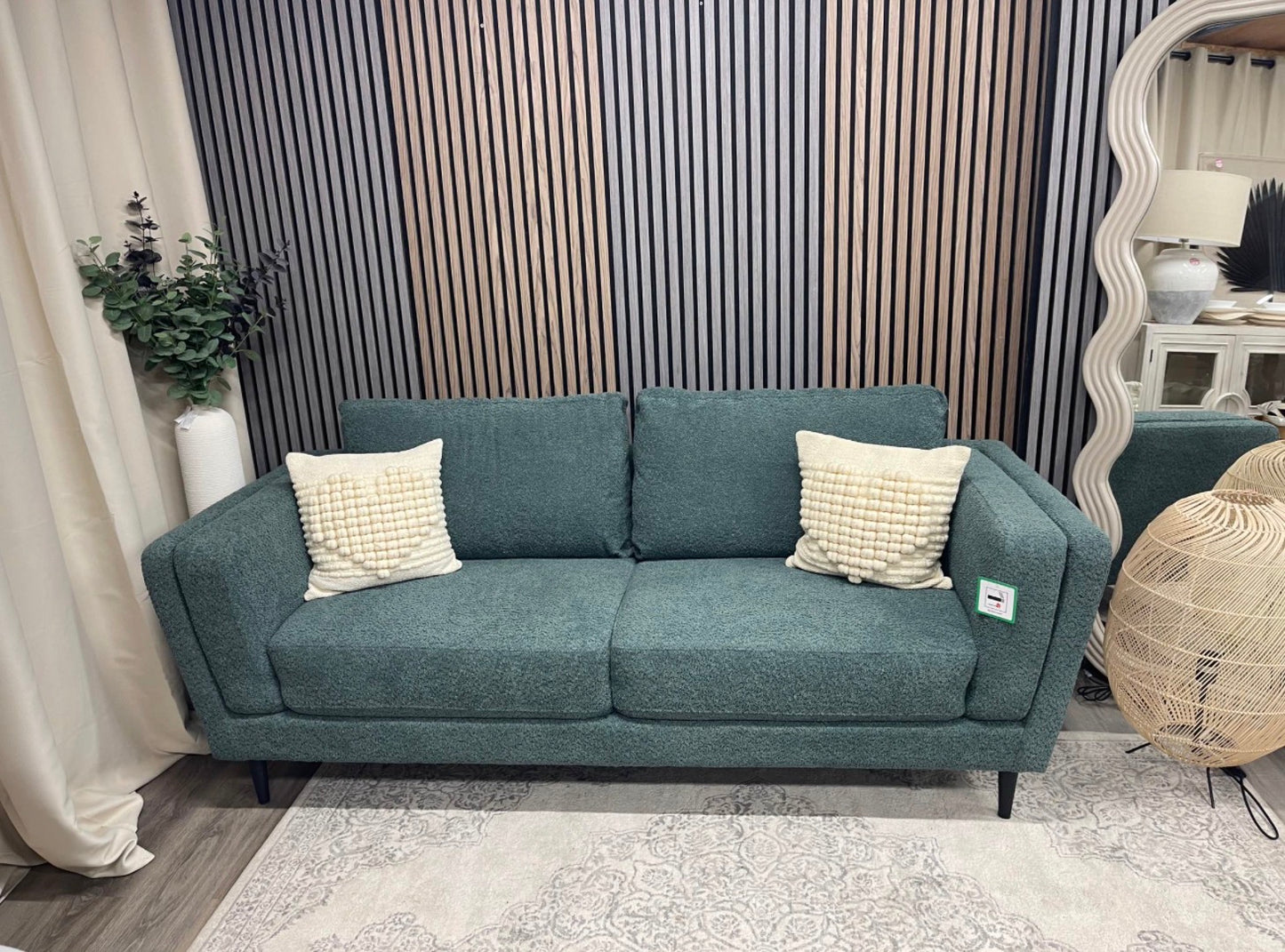 Teal Chenille 3 Seater Sofa