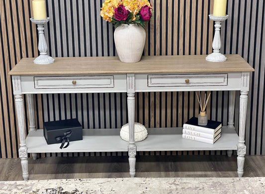 Distressed Stone Grey Console Table