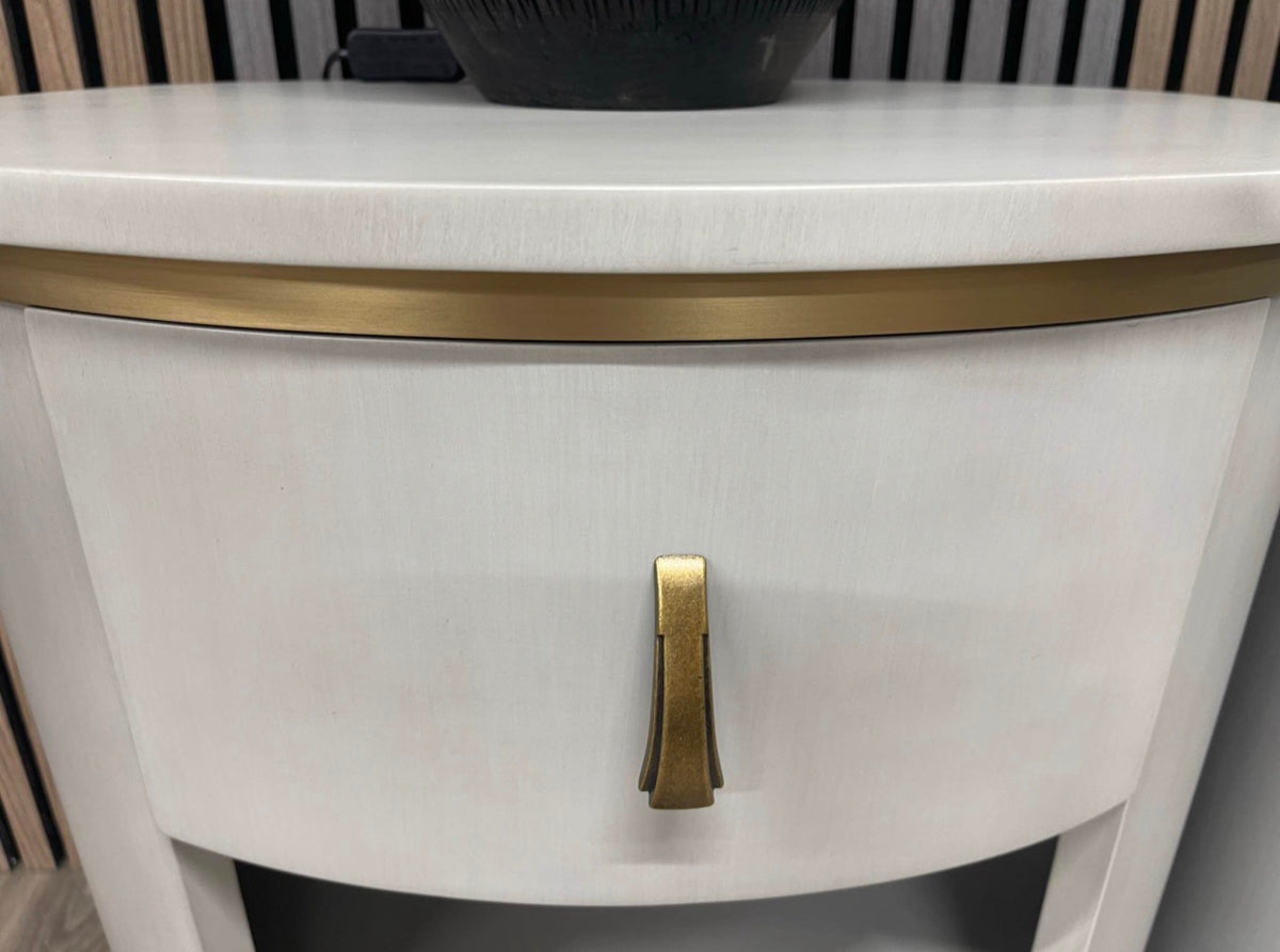 Set Of 2 Light Grey Nova Oval Bedside Tables
