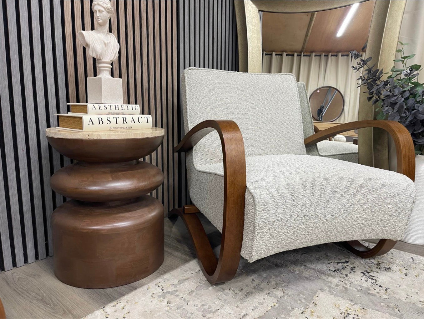 Speckled Stone Boucle Accent Chair