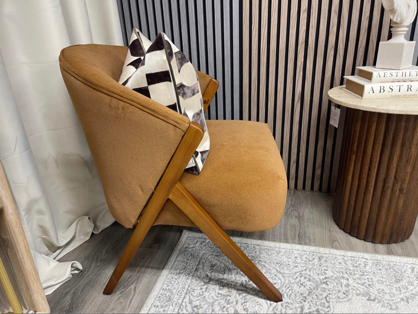 Kira Caramel Velvet Accent Chair